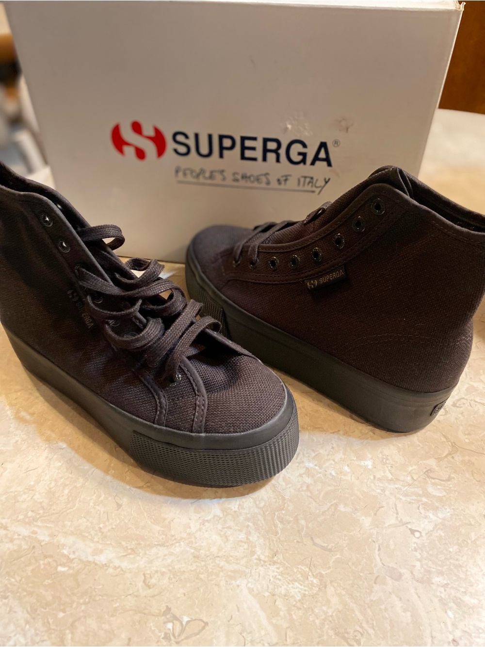 Women's Superga Black High-Top Platform Sneakers